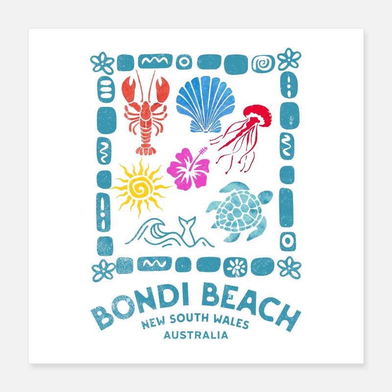 Bondi Beach Muster Australien Poster 40x40 cm