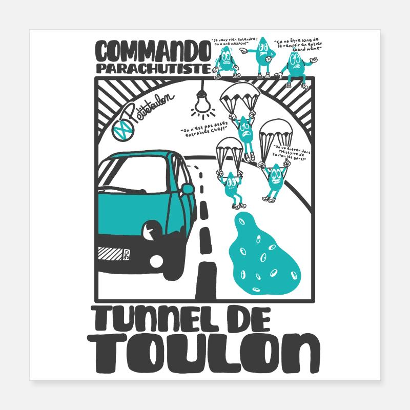 Goutte-Tunnel Toulon Commando - Poster 40x40 cm - Weiß