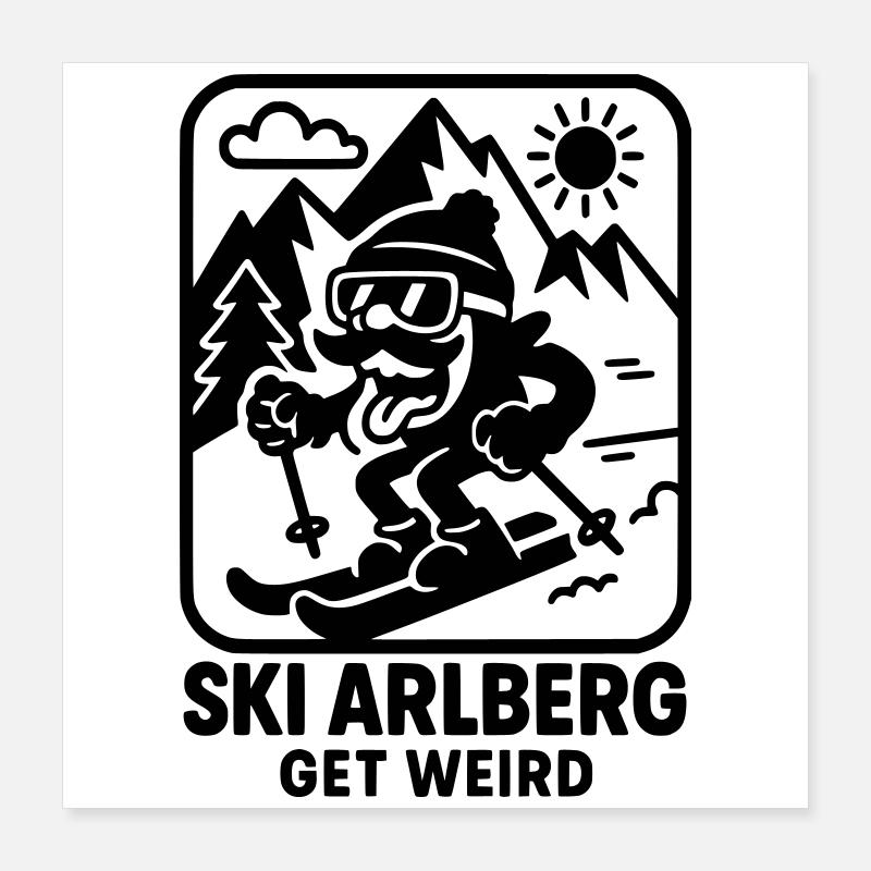 Ski Arlberg crazy funny Poster 16" x 16" (40x40 cm)