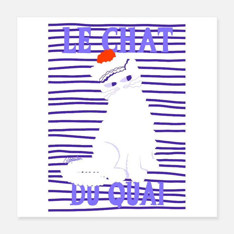 Chat Blanc du Quai Poster 40 x 40 cm