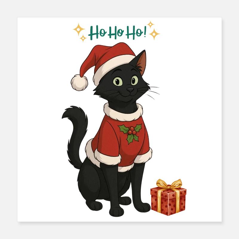HoHoHo!! black cat Poster 16" x 16" (40x40 cm)
