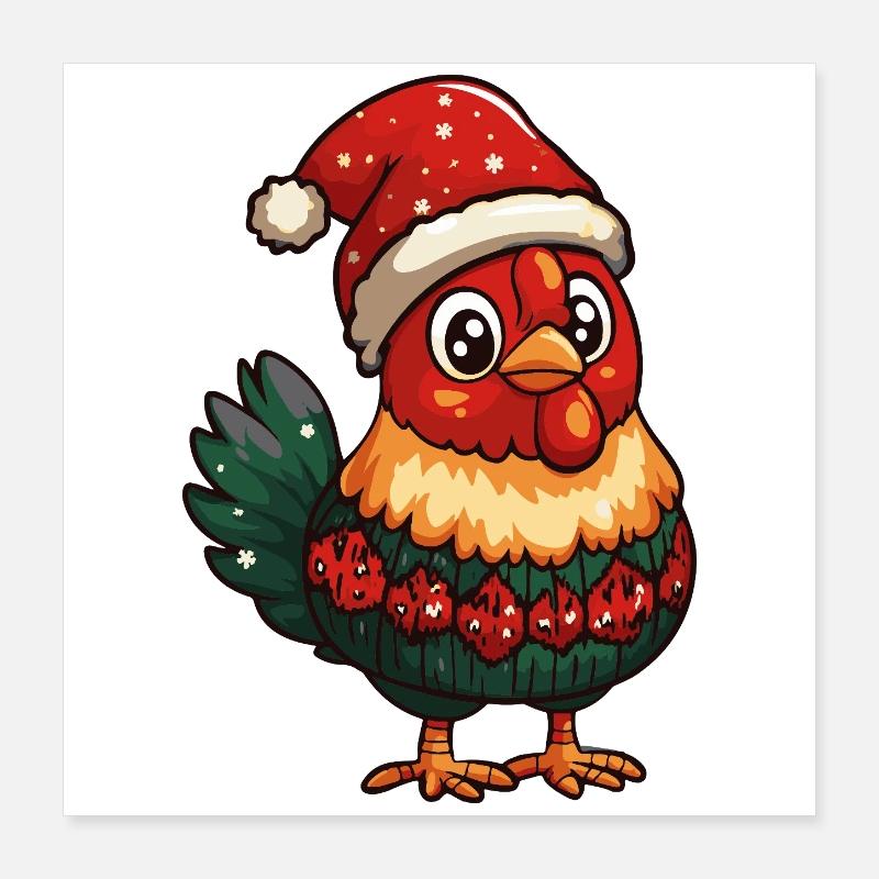 Coq Noël Poster 40 x 40 cm