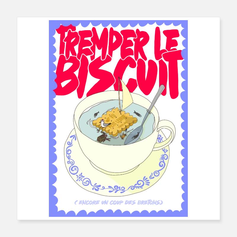 Tasse Thé Biscuits Pop Art Drôle Poster 40 x 40 cm