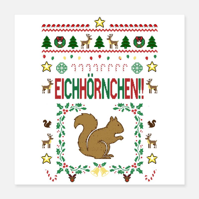 Attention squirrels, Christmas, presents Poster 16" x 16" (40x40 cm)