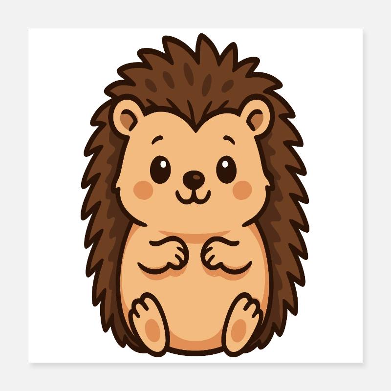Cuddly Hedgehog Cartoon Poster 16" x 16" (40x40 cm)