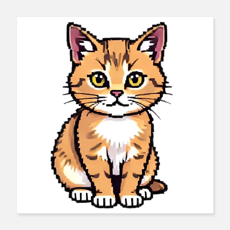 Cat Pixel Art Poster 16" x 16" (40x40 cm)