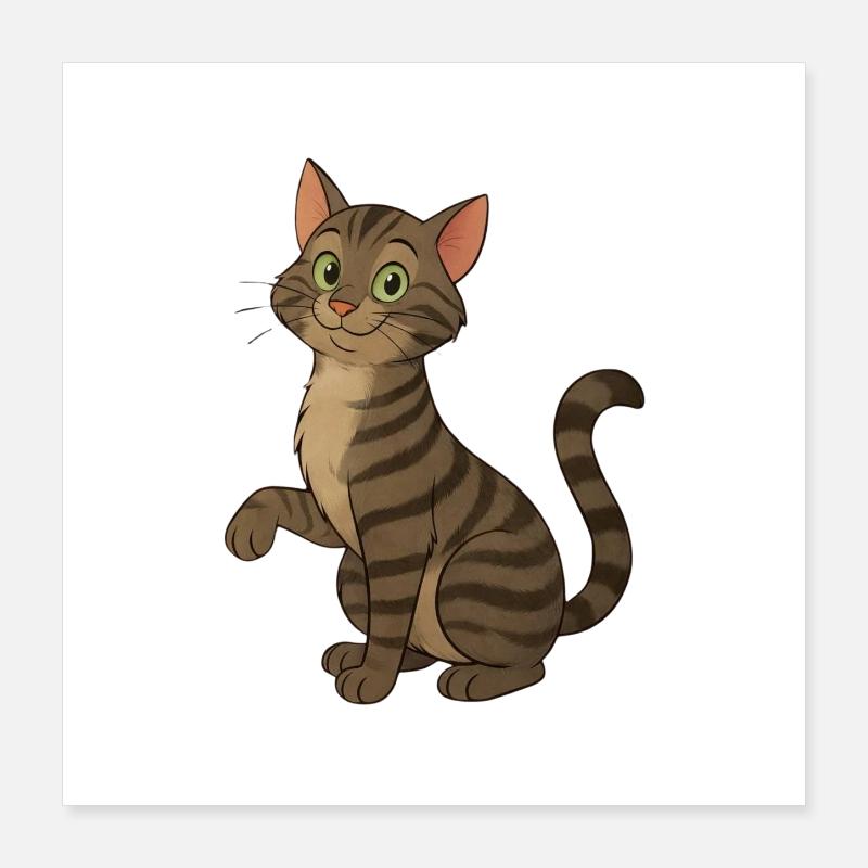 Chat tigré espiègle Poster 40 x 40 cm