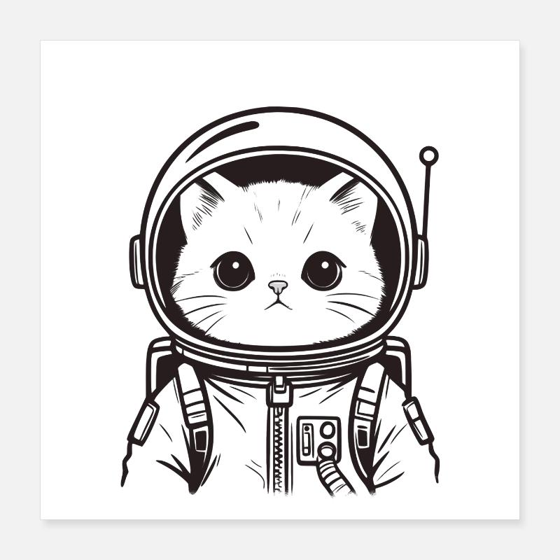 Chat mignon - Astronaute chat en combinaison spatiale Poster 40 x 40 cm
