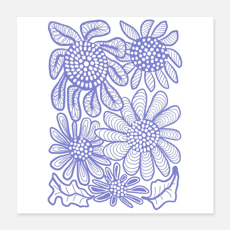 Blütenmuster Poster 40x40 cm