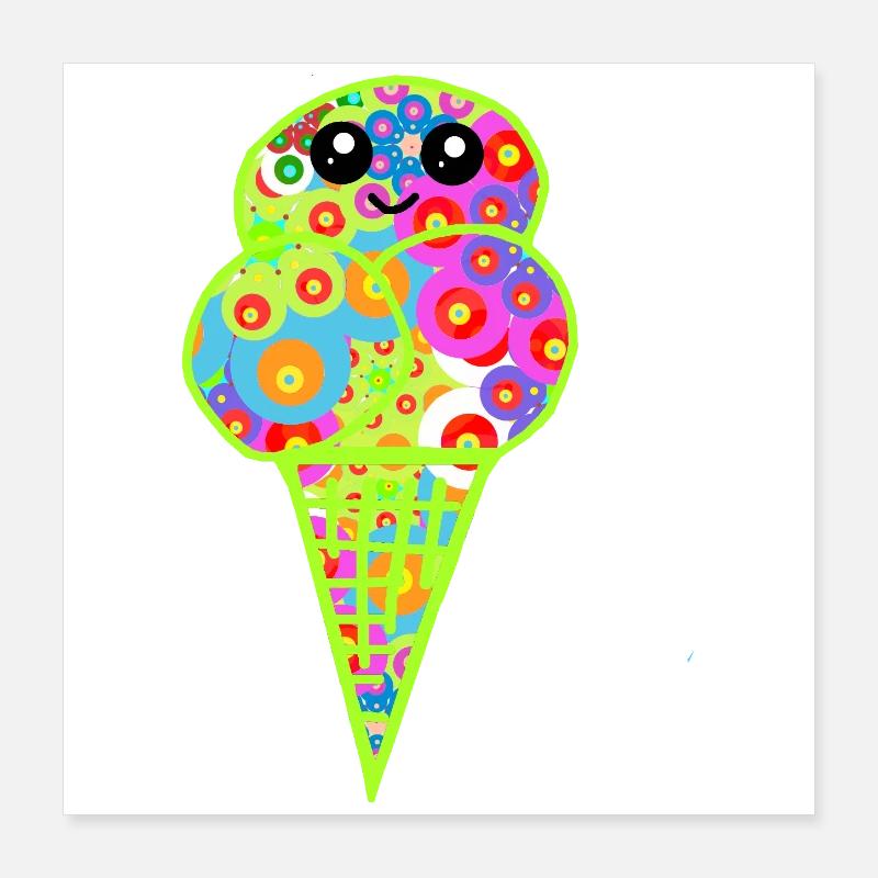 Retro Eis Vintage Kinder Kind 60er  Poster 40 x 40 cm