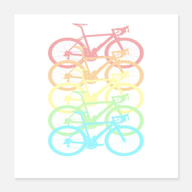Bicycle Retro Pastel Rainbow Poster 16" x 16" (40x40 cm)