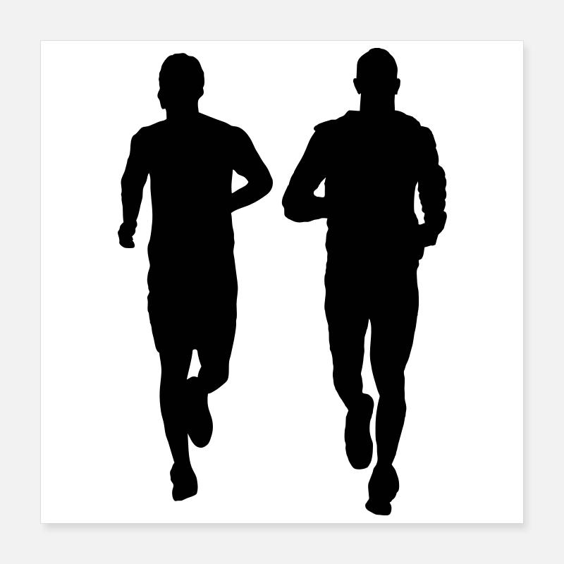couple en cours d'exécution deux mâles Poster 40 x 40 cm