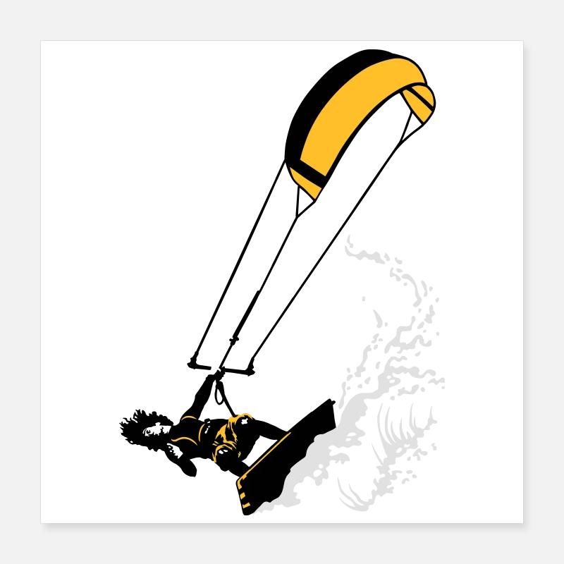 Kitesurfer and wave flex Poster 40 x 40 cm
