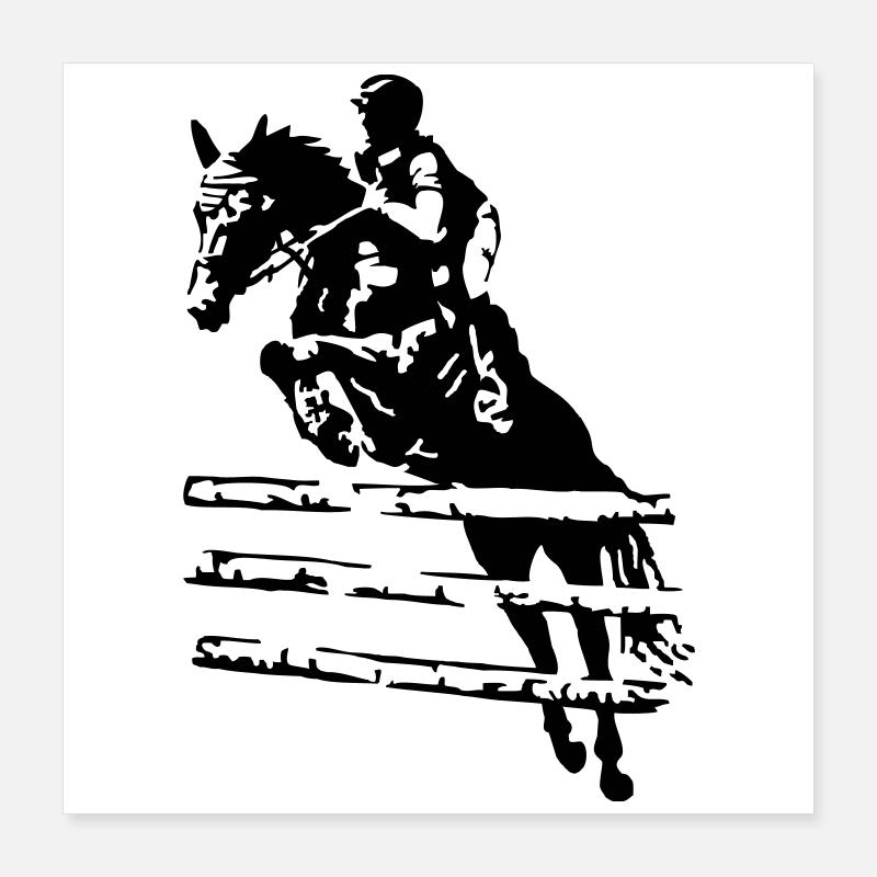 Cavalier de saut d’obstacles Poster 40 x 40 cm