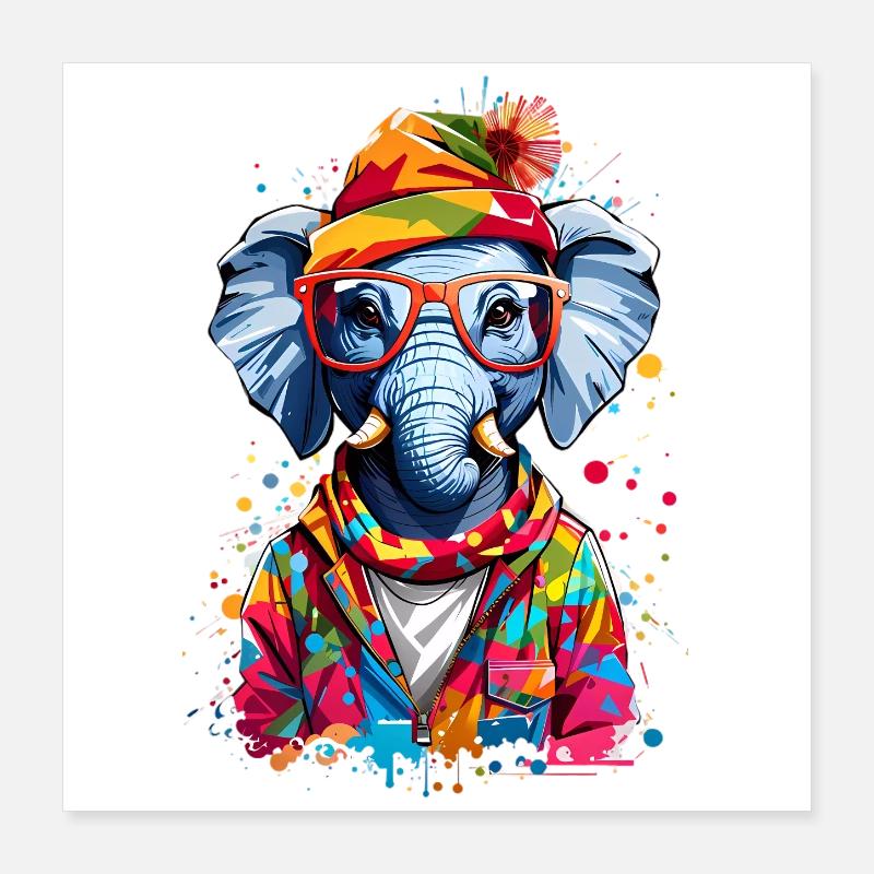 Éléphant cool Poster 40 x 40 cm