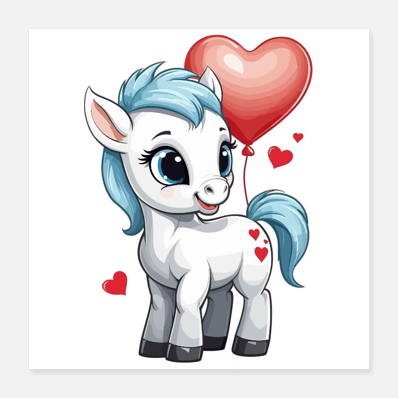 Poney mignon avec du coeur Poster 40 x 40 cm