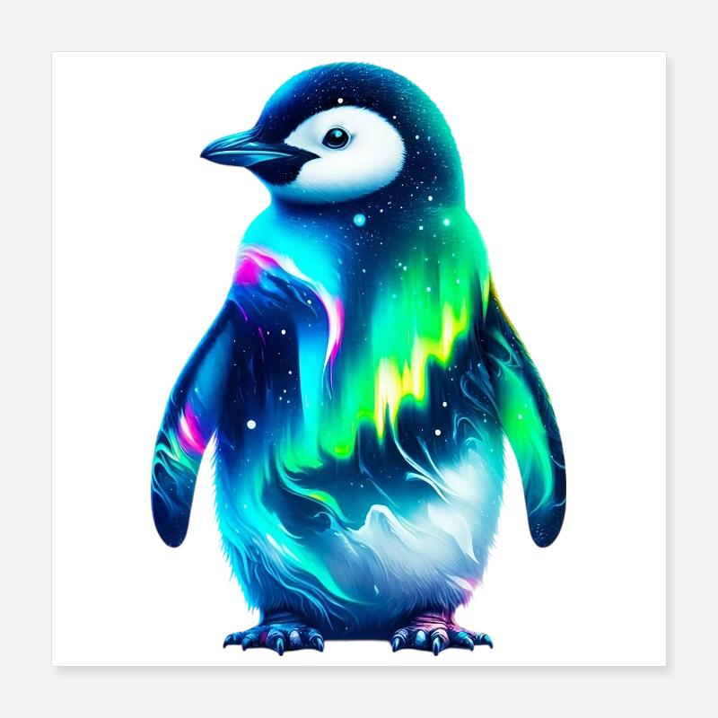 Aurora Borealis Pinguin Poster 40x40 cm
