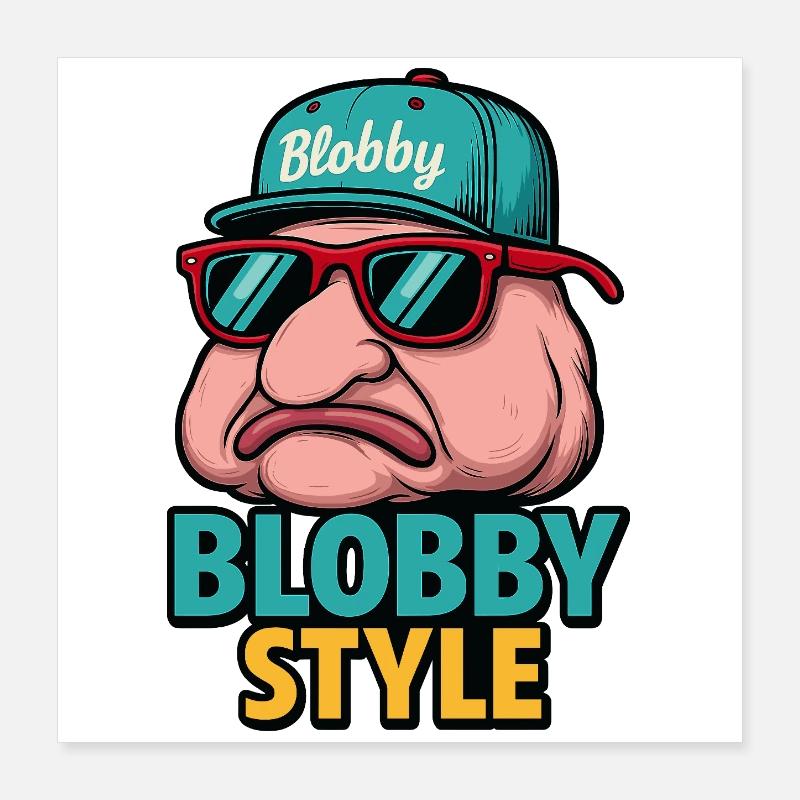 Blobby Style Cartoon Tee Poster 16" x 16" (40x40 cm)