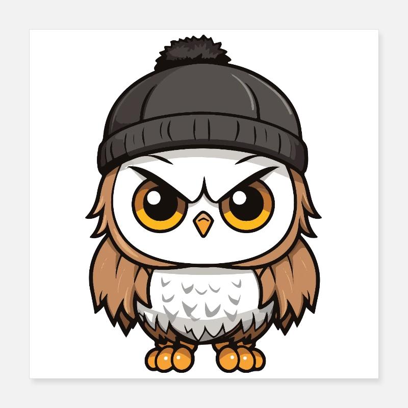 Eule Comic Winter Cozy Poster 40x40 cm