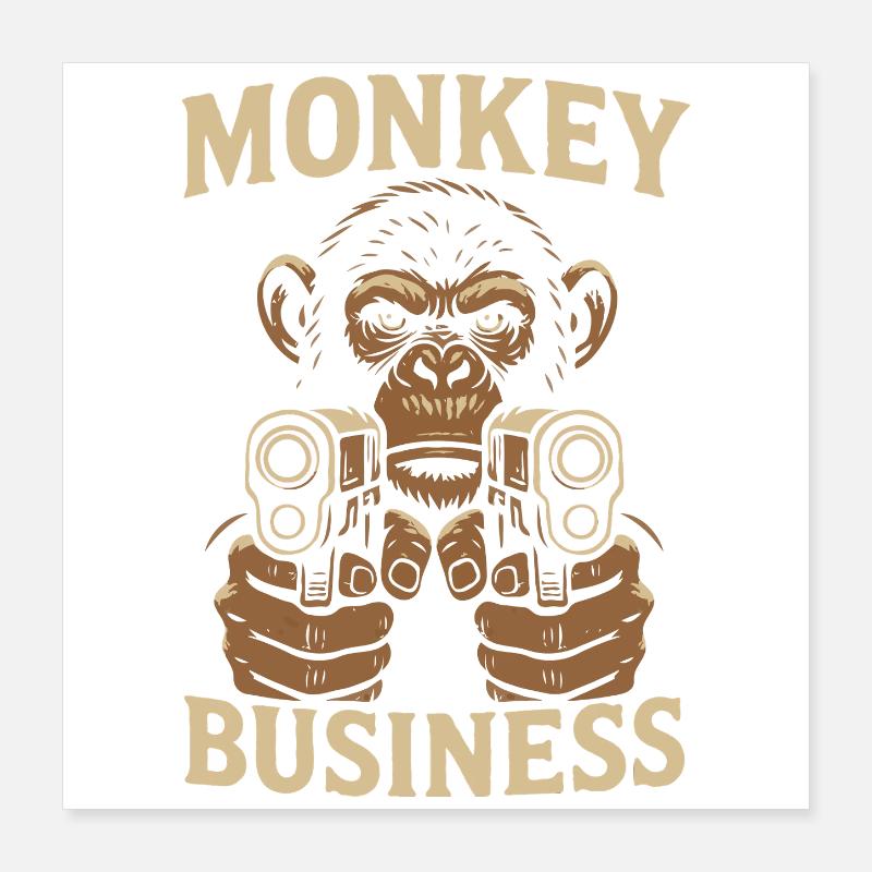 Singe avec pistolet d’affaires de singe Poster 40 x 40 cm