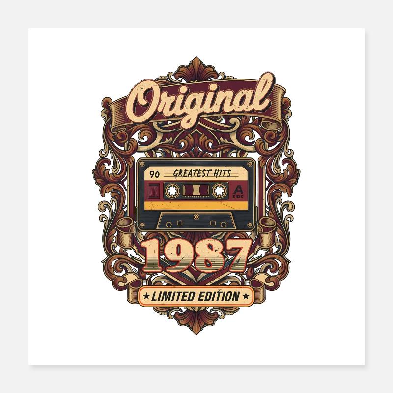Cassette vintage 1987 38e anniversaire Poster 40 x 40 cm