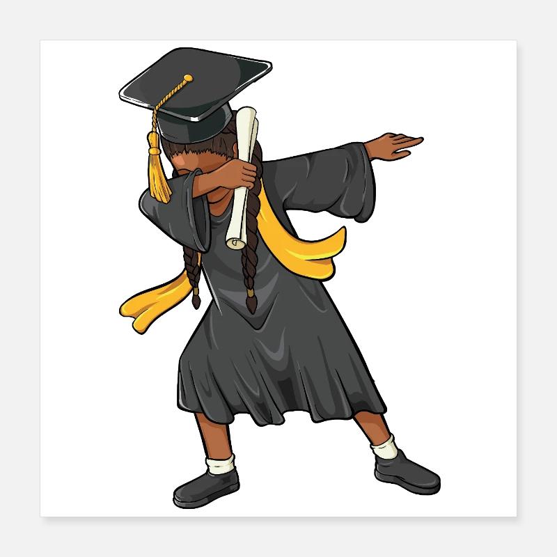 Afro Dabbing Mädchen Abschlussklasse 2026 Schwarzes Mädchen Poster 40x40 cm