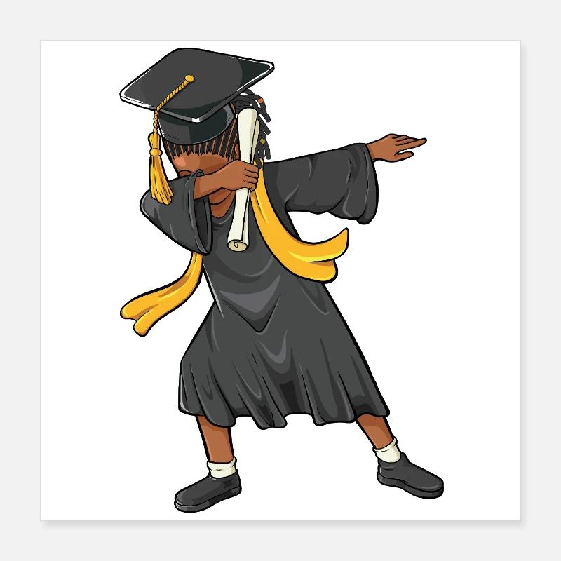 Afro Dabbing Girl Graduation Class 2026 Poster 16" x 16" (40x40 cm)