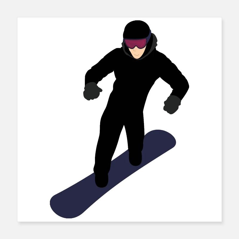 Dynamischer Snowboarder Poster 40x40 cm