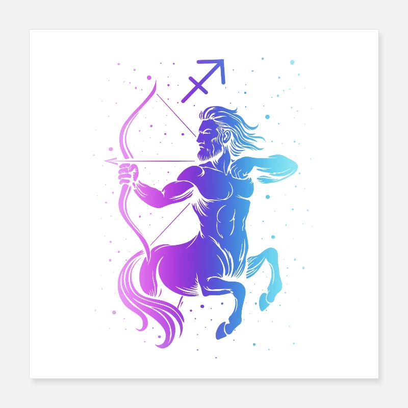 Sagittarius – Neon Zodiac Sign Poster 16" x 16" (40x40 cm)