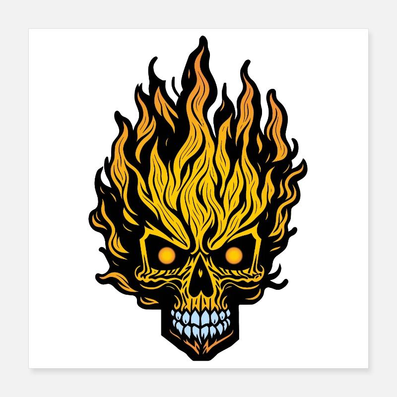 Flaming Skull Poster 16" x 16" (40x40 cm)