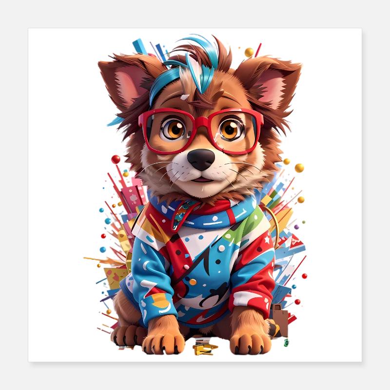 Chien 3D mignon Poster 40 x 40 cm
