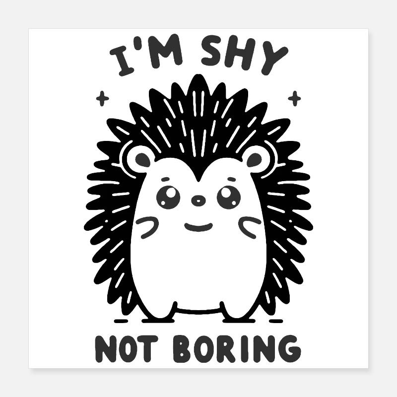 Shy Black Hedgehog Poster 16" x 16" (40x40 cm)