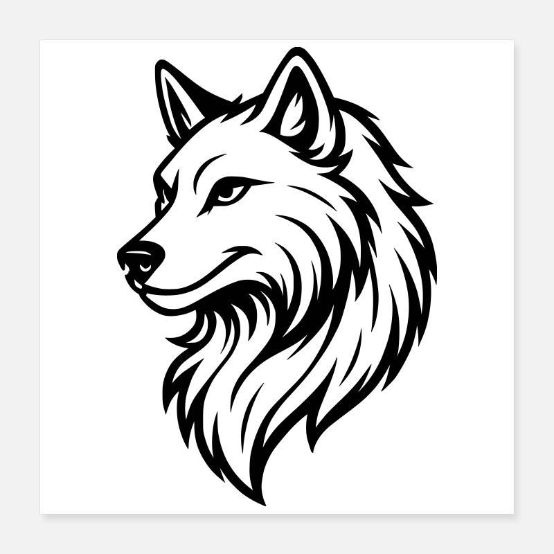 Wolf Silhouette Poster 40x40 cm