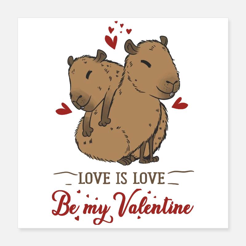 Love motif with two capybara babies Poster 16" x 16" (40x40 cm)