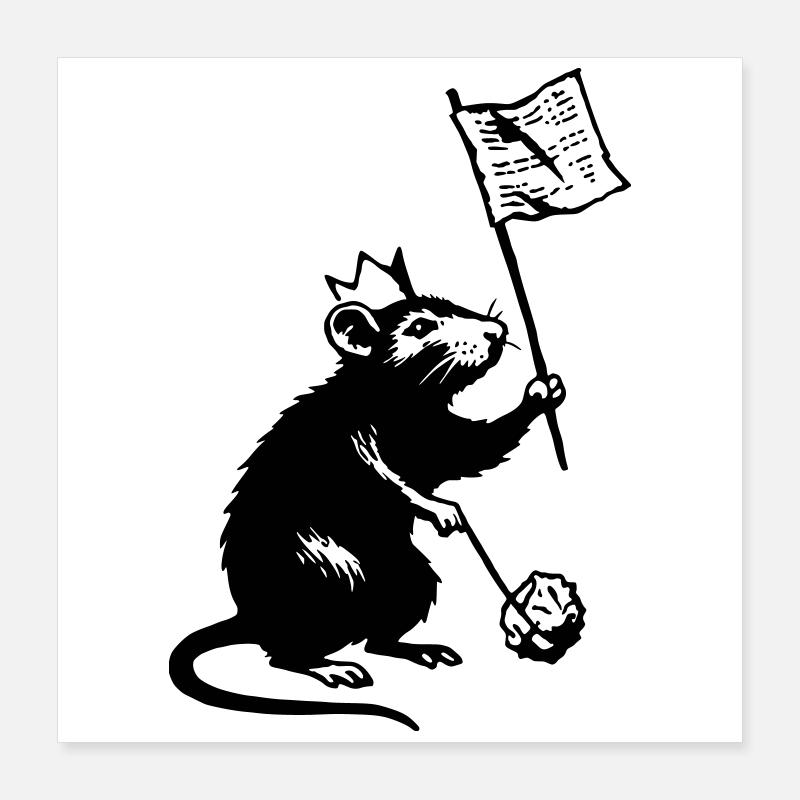 Rat avec drapeau Poster 40 x 40 cm