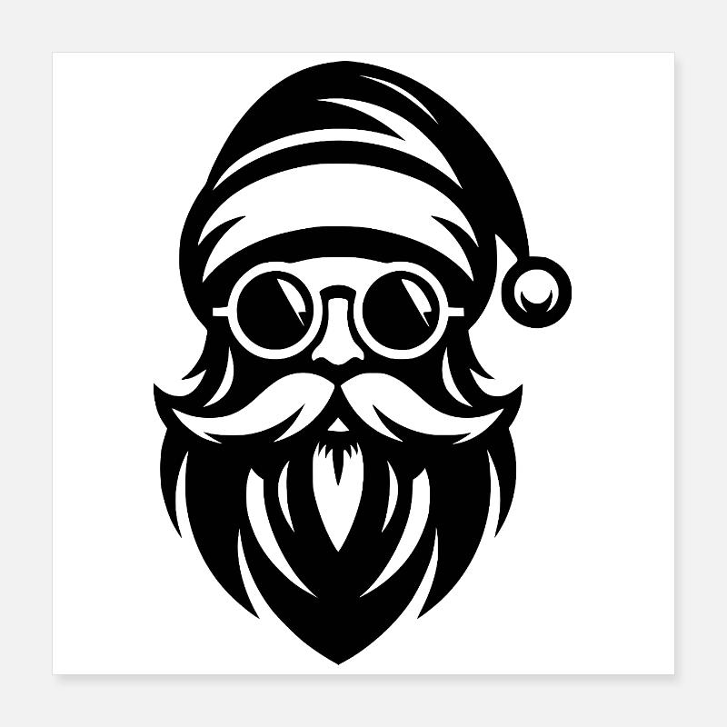 Ho Ho Hipster Weihnachtsmann Tattoo Style Poster 40x40 cm
