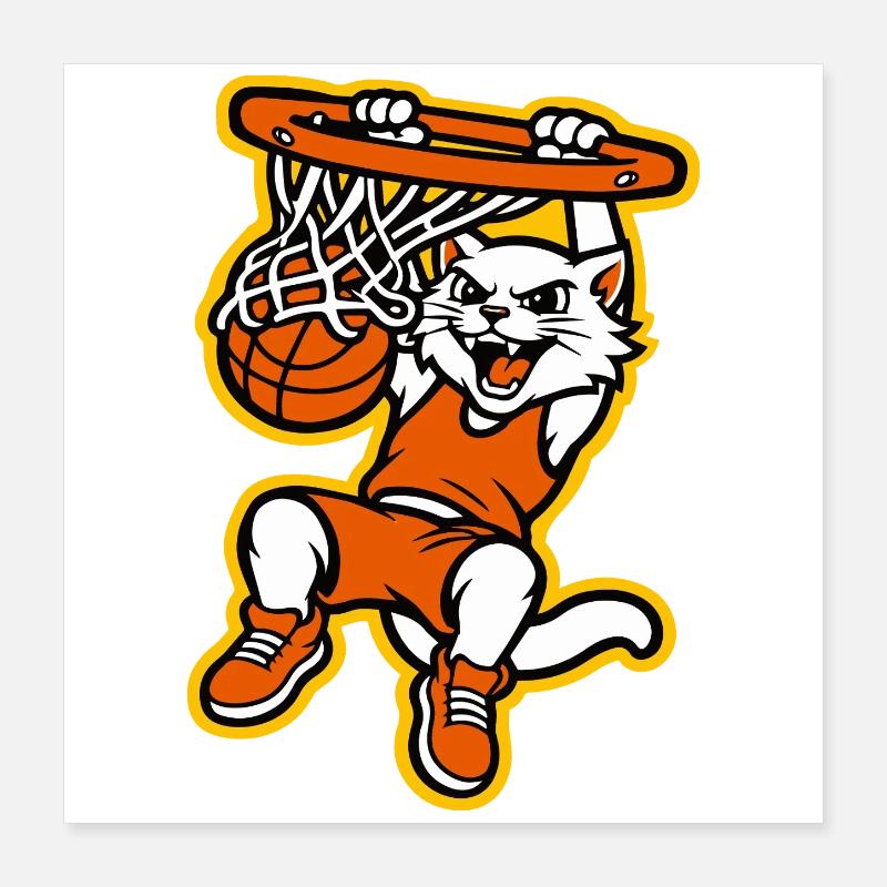 Mascotte du dunk de basket-ball Angry Cat Design Poster 40 x 40 cm