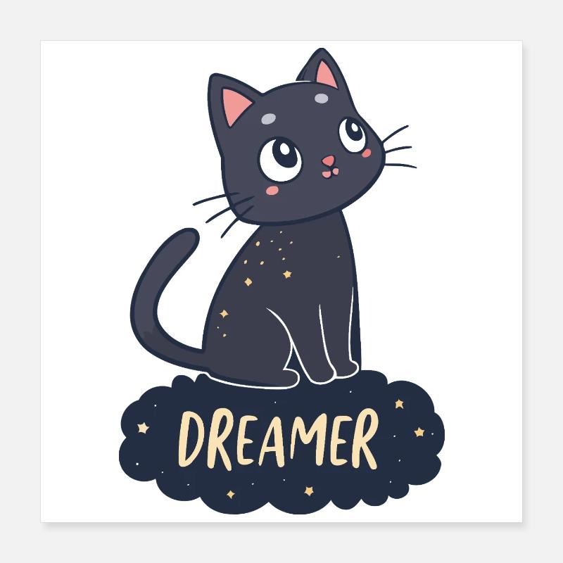 Dreamy Cat Starry Night Poster 16" x 16" (40x40 cm)