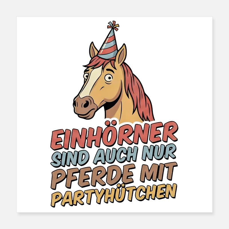 Partypferd mit Hut Poster 40x40 cm