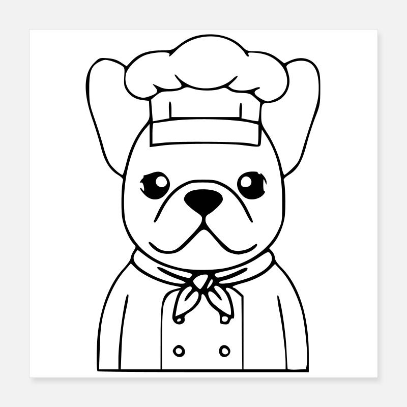 Résumé du Frenchie Chef Baker Poster 40 x 40 cm