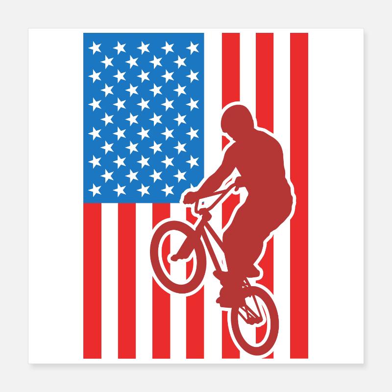 Patriotic BMX cyclist Poster 16" x 16" (40x40 cm)