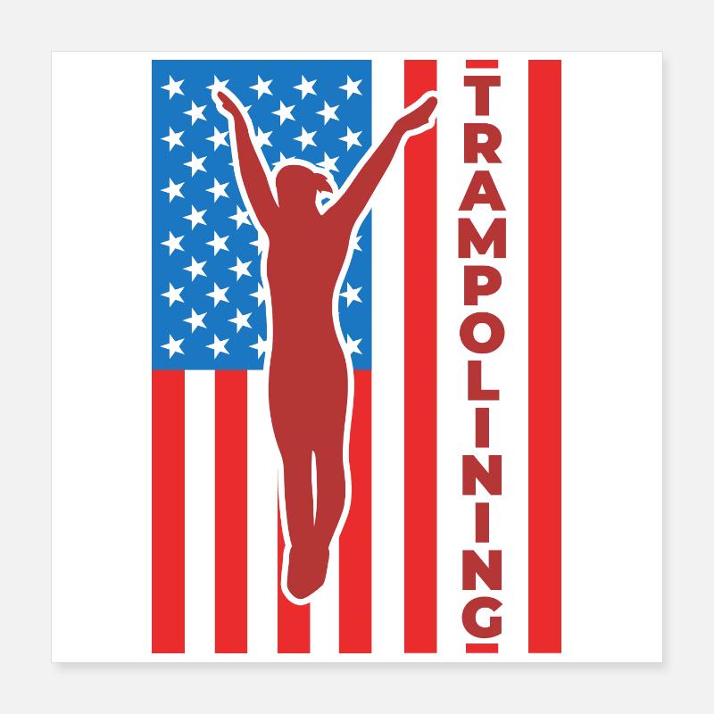 Trampoline Jumping July 4 USA Poster 16" x 16" (40x40 cm)