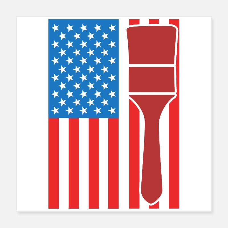 Peintre drapeau des États-Unis Poster 40 x 40 cm