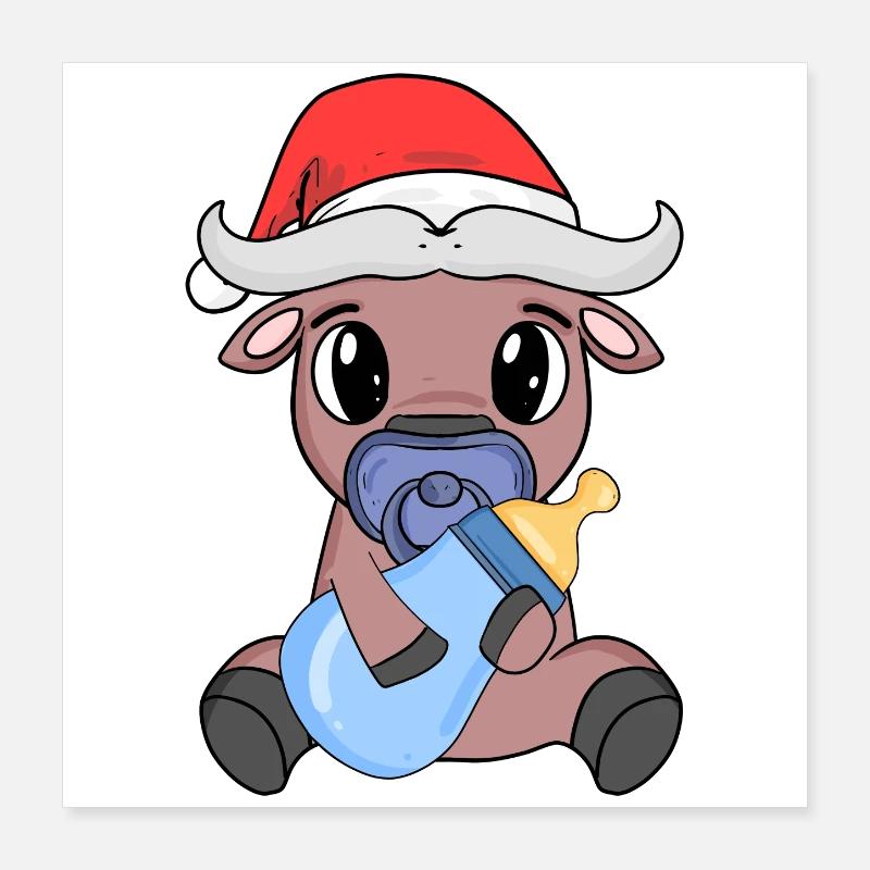 Bœuf bébé Noël Poster 40 x 40 cm