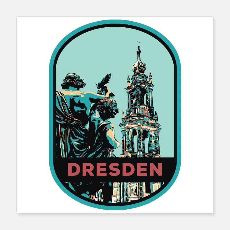 Illustration: Hofkirche Cathedral, Dresden Poster 16" x 16" (40x40 cm)