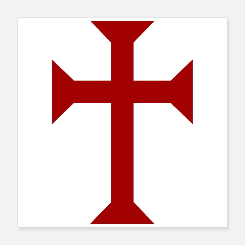 Red Templar Cross Poster 16" x 16" (40x40 cm)