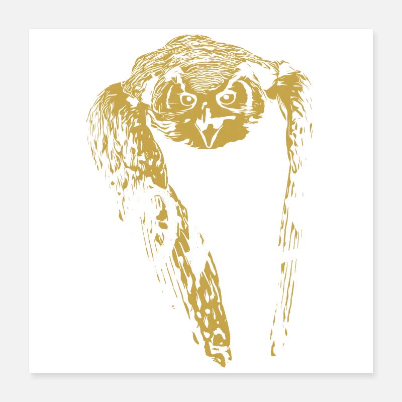 Modern Calligraphy Owl Illustration Poster 16" x 16" (40x40 cm)