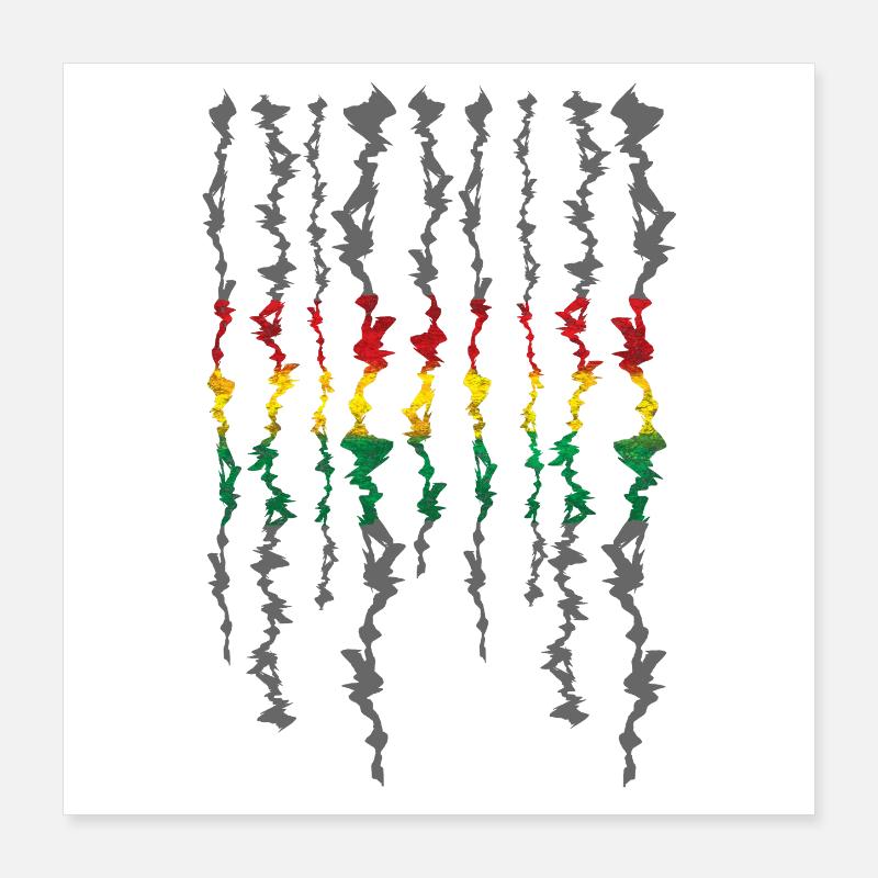 Ruban Rasta Rayures Niveaux de Gris Poster 40 x 40 cm