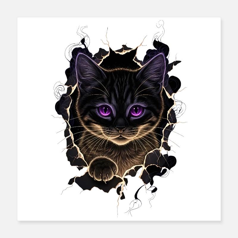 Katze Zerrissenes Tuch - Süßes Gothic  Poster 40x40 cm