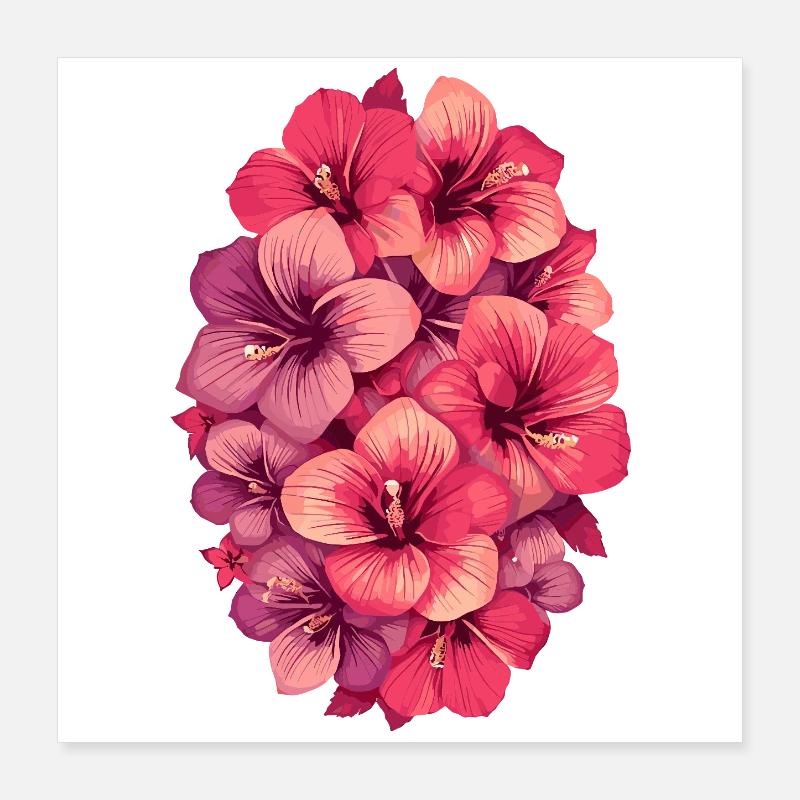 Hibiscus Color Explosion Poster 16" x 16" (40x40 cm)